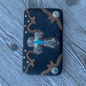 Boutique Wallet with Turquoise Stones and Cross